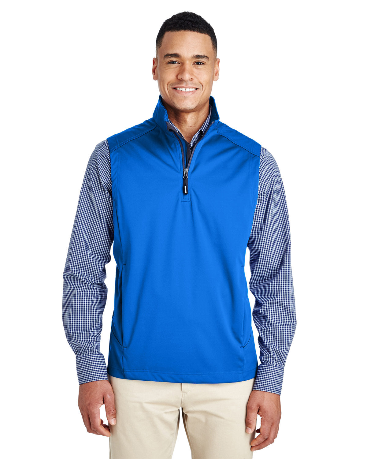 CORE365 Men's Techno Lite Three-Layer Knit Tech-Shell Quarter-Zip Vest CORE365