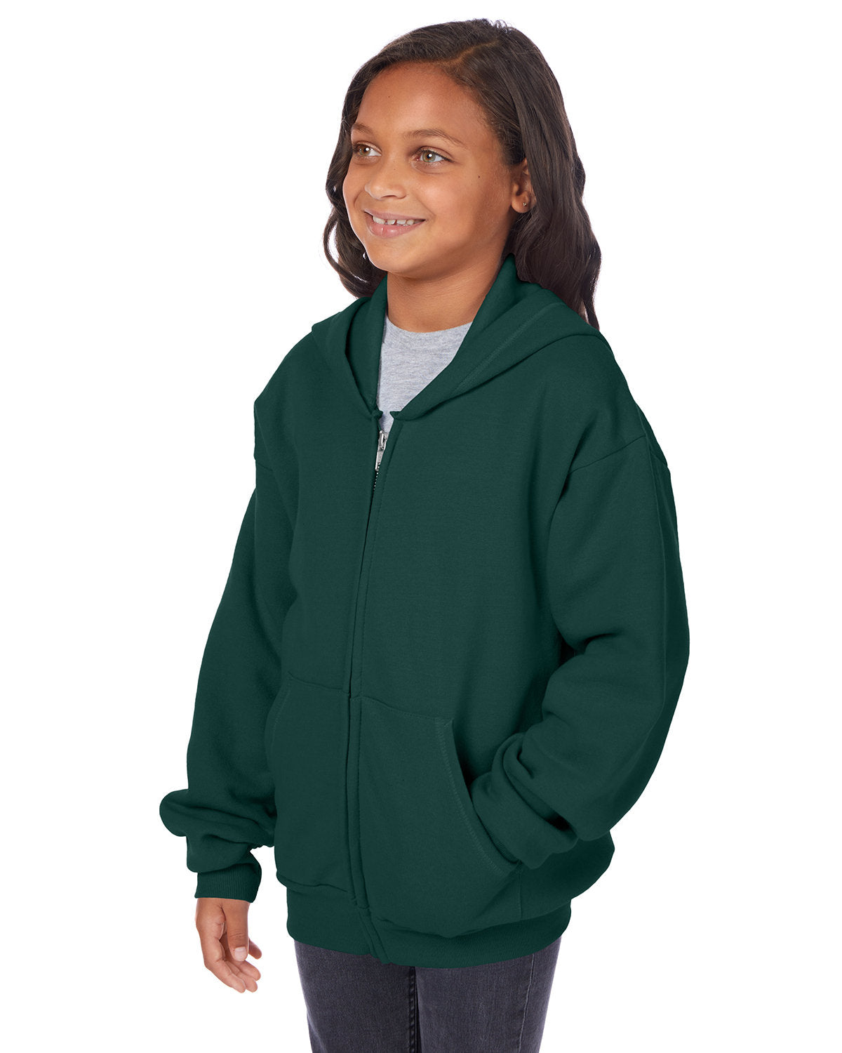 Hanes Youth 7.8 oz. EcoSmart® 50/50 Full-Zip Hooded Sweatshirt Hanes