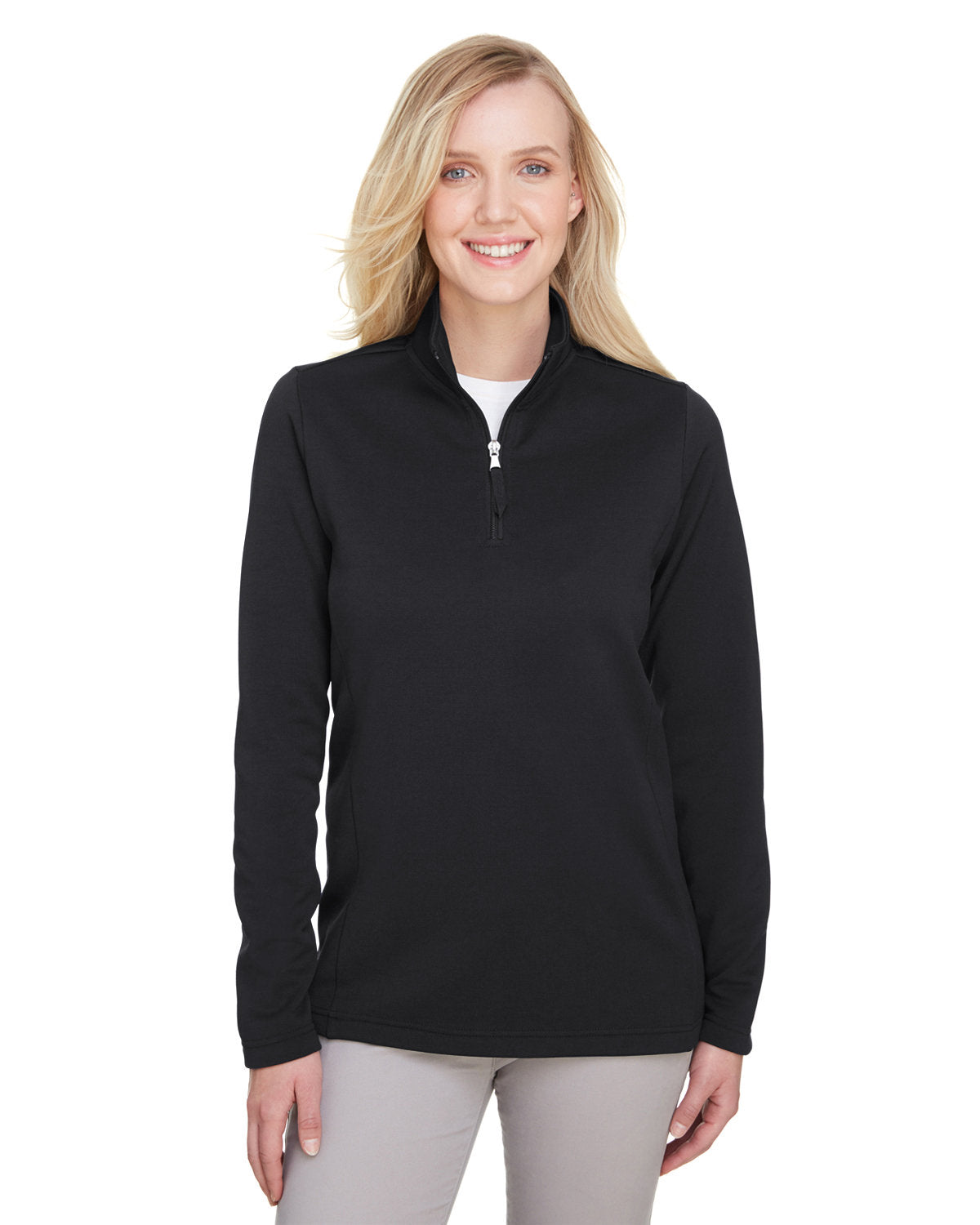 UltraClub Ladies' Coastal Pique Fleece Quarter-Zip UltraClub
