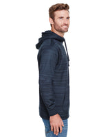 J America Adult Odyssey Striped Poly Fleece Pullover Hood J. America
