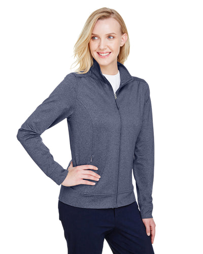 UltraClub Ladies' Navigator Heather Performance Full-Zip