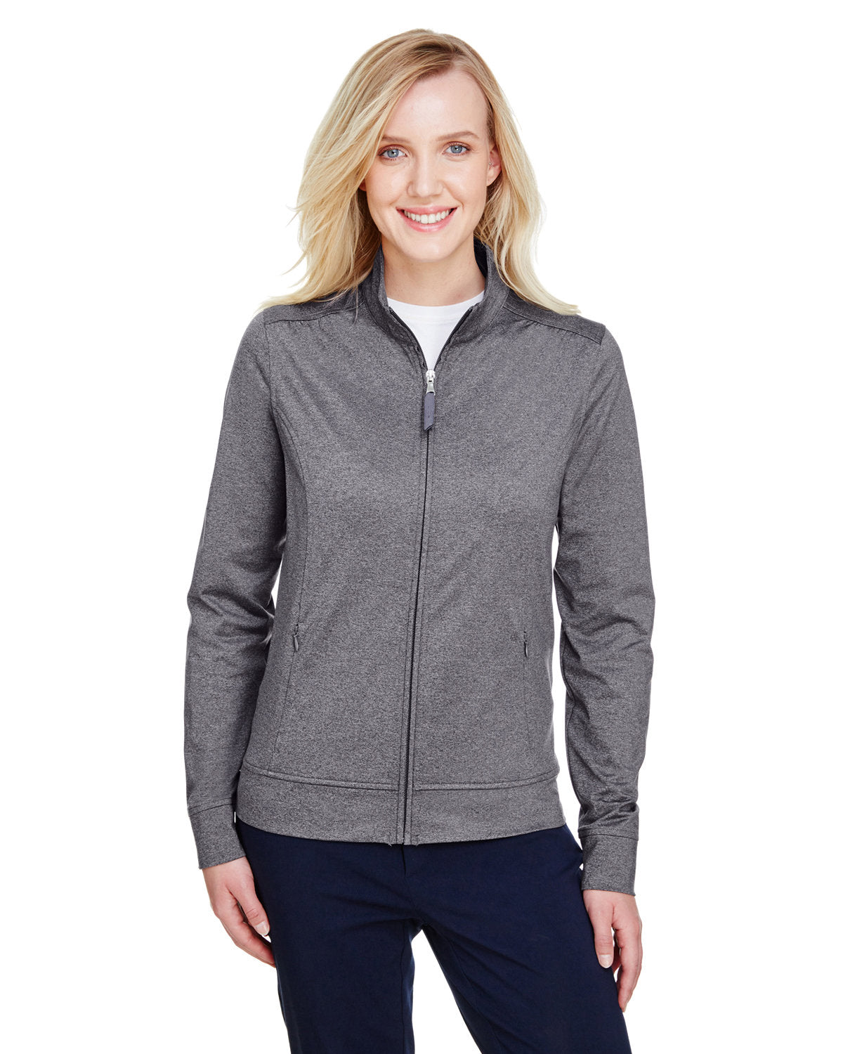 UltraClub Ladies' Navigator Heather Performance Full-Zip UltraClub