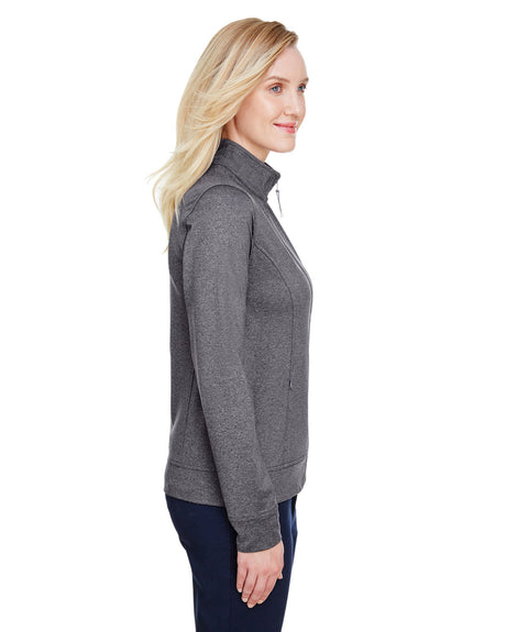 UltraClub Ladies' Navigator Heather Performance Full-Zip UltraClub