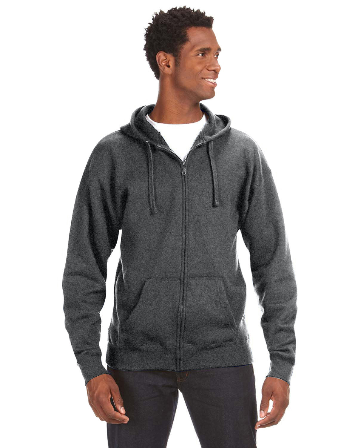 J America Adult Premium Full-Zip Fleece Hooded Sweatshirt J America