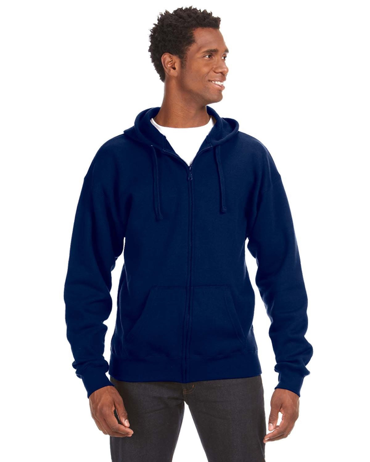 J America Adult Premium Full-Zip Fleece Hooded Sweatshirt J America