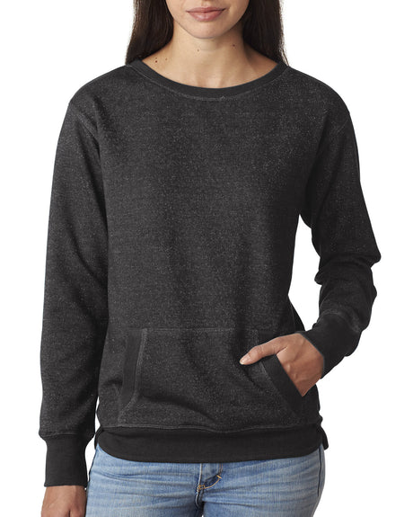 J America Ladies' Glitter French Terry Crew J. America