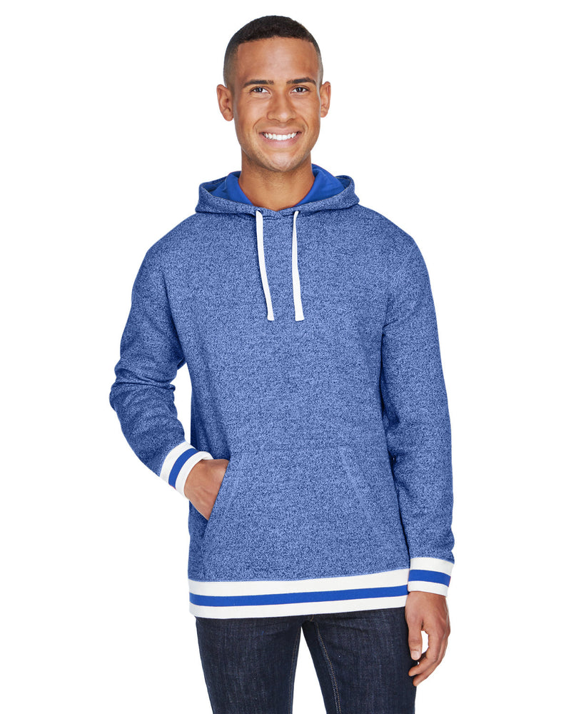 J America Adult Peppered Fleece Lapover Hooded Sweatshirt
