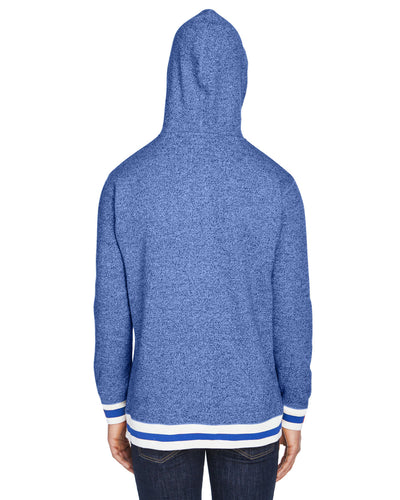 J America Adult Peppered Fleece Lapover Hooded Sweatshirt