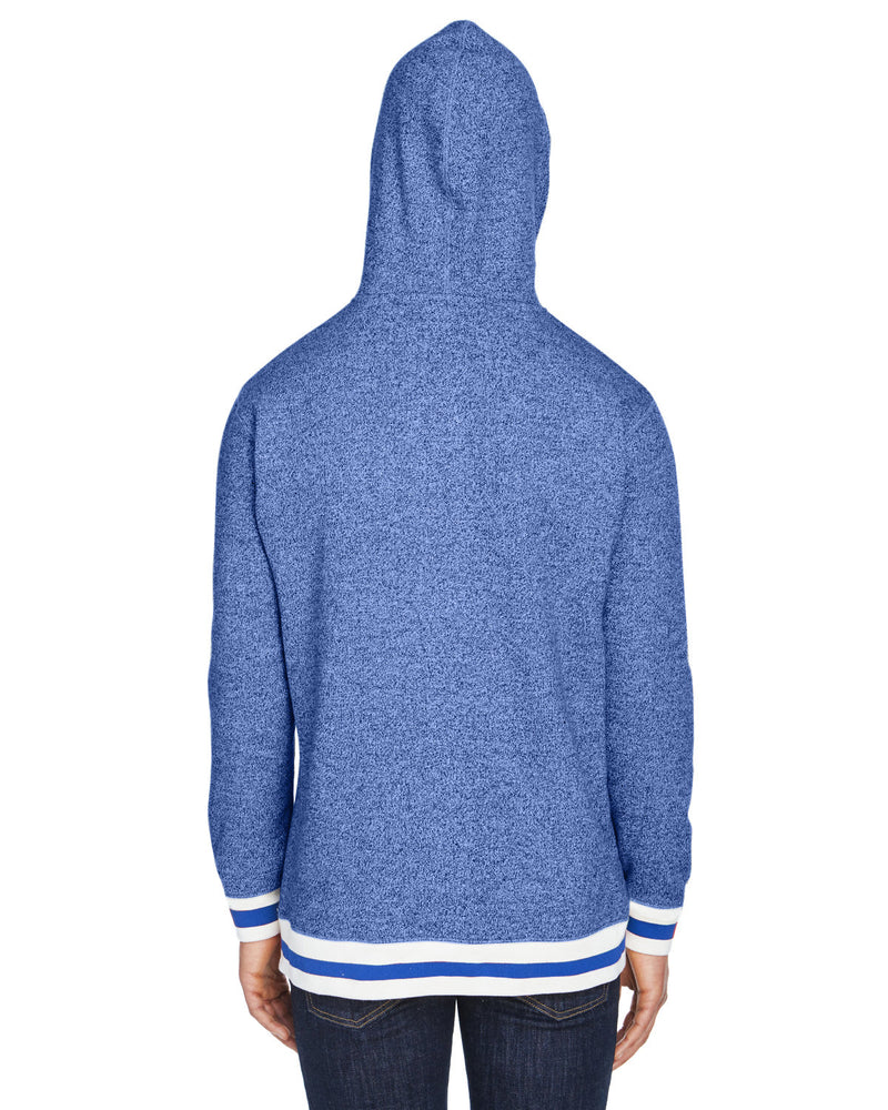 J America Adult Peppered Fleece Lapover Hooded Sweatshirt