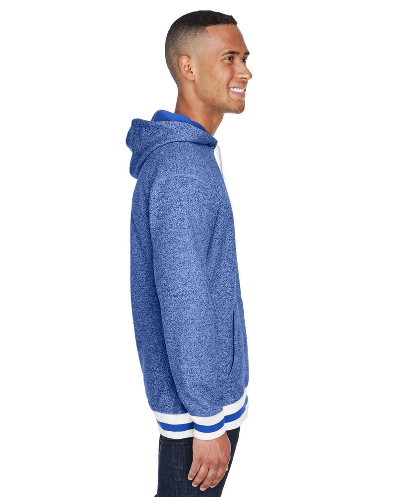J America Adult Peppered Fleece Lapover Hooded Sweatshirt