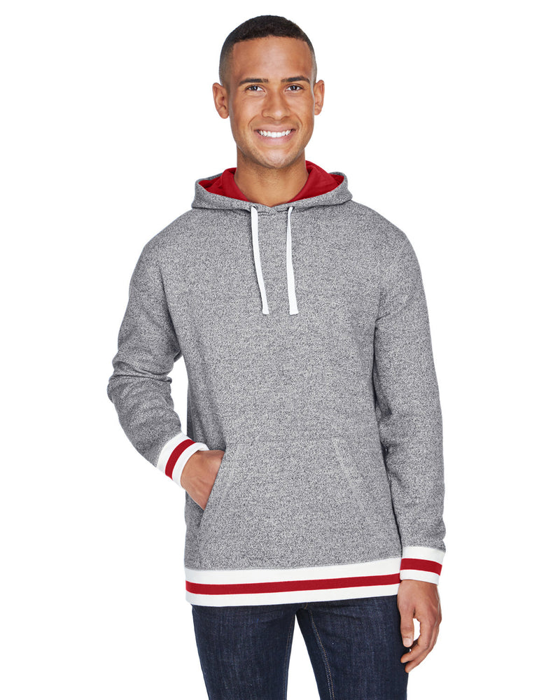 J America Adult Peppered Fleece Lapover Hooded Sweatshirt