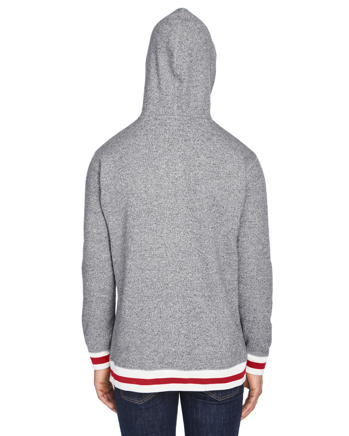 J America Adult Peppered Fleece Lapover Hooded Sweatshirt J. America