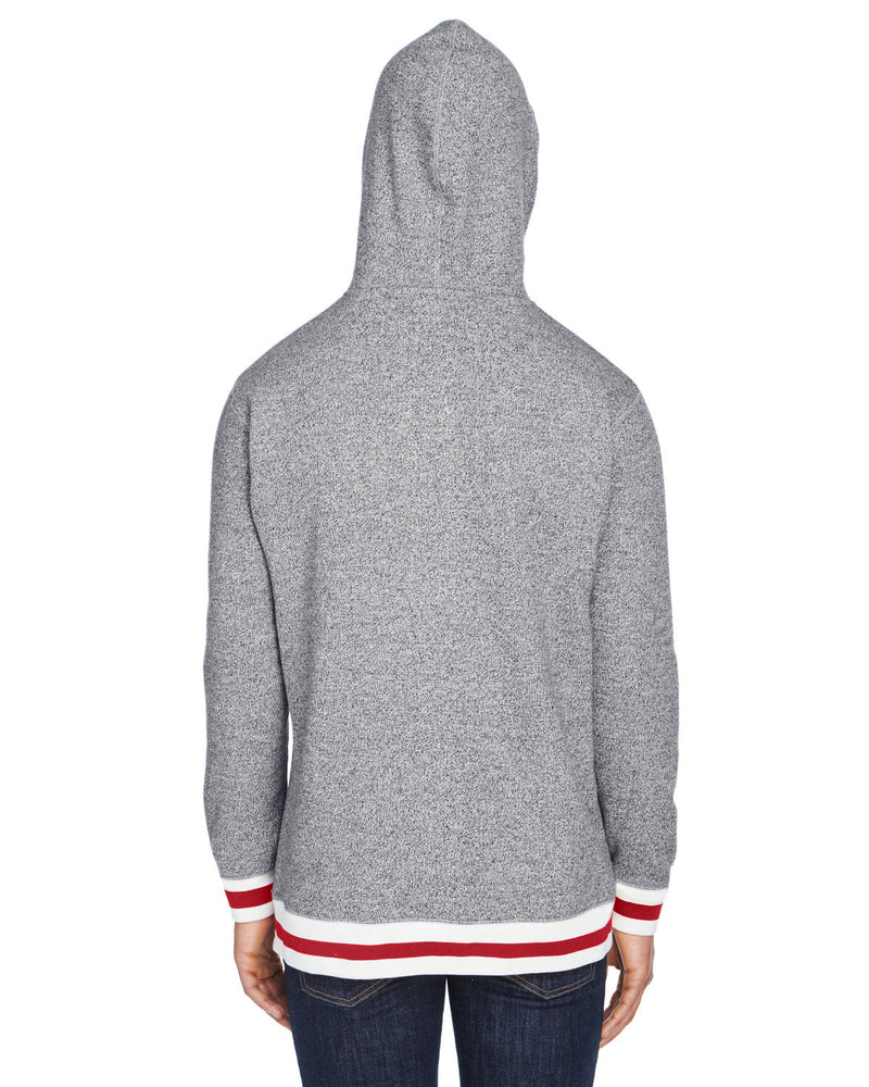 J America Adult Peppered Fleece Lapover Hooded Sweatshirt