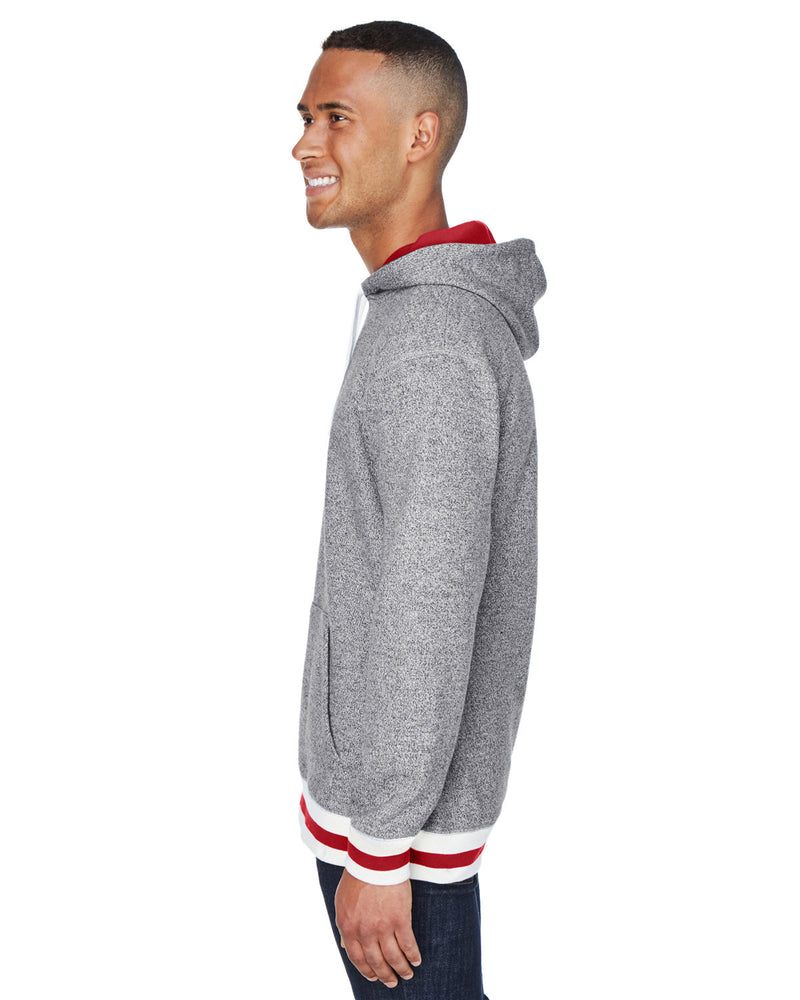 J America Adult Peppered Fleece Lapover Hooded Sweatshirt
