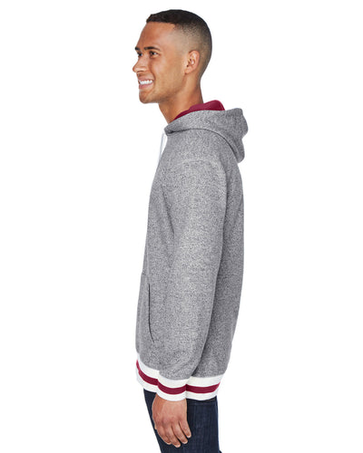 J America Adult Peppered Fleece Lapover Hooded Sweatshirt