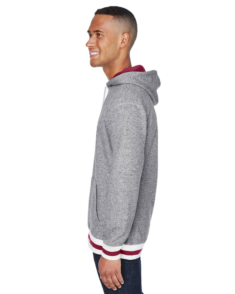 J America Adult Peppered Fleece Lapover Hooded Sweatshirt