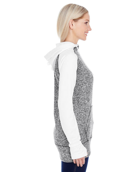 J America Ladies' Colorblock Cosmic Hooded Sweatshirt J. America