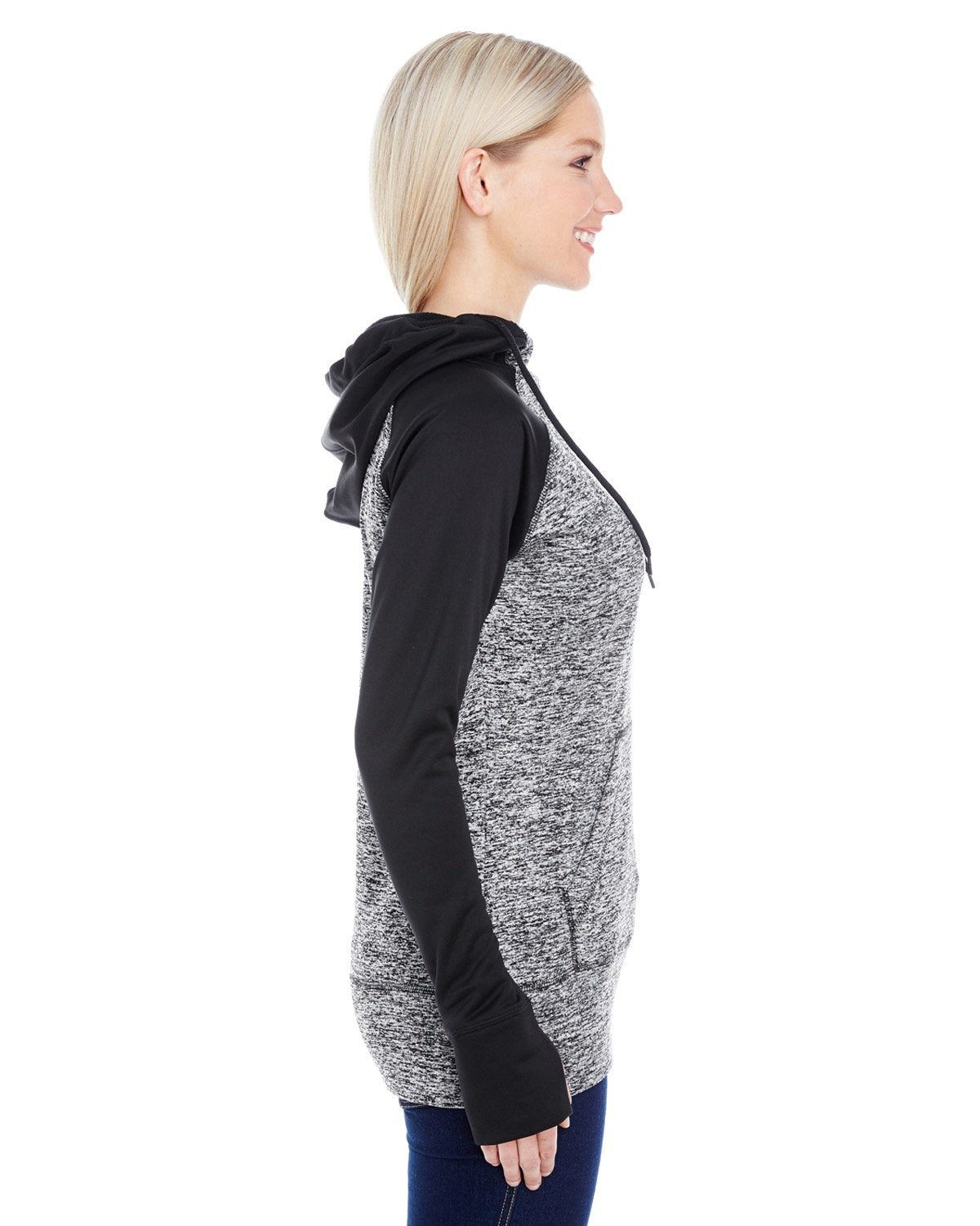 J America Ladies' Colorblock Cosmic Hooded Sweatshirt J. America