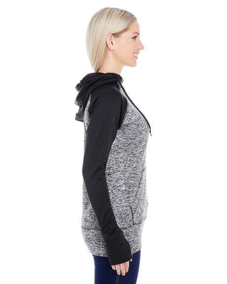 J America Ladies' Colorblock Cosmic Hooded Sweatshirt J. America