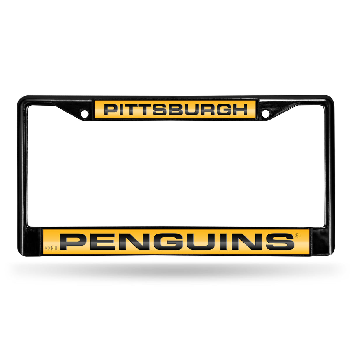 NHL Pittsburgh Penguins Black Chrome Laser Cut License Plate Frame Fan Gear NHL Pittsburgh Penguins