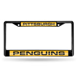 NHL Pittsburgh Penguins Black Chrome Laser Cut License Plate Frame Fan Gear NHL Pittsburgh Penguins
