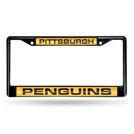 NHL Pittsburgh Penguins Black Chrome Laser Cut License Plate Frame Fan Gear NHL Pittsburgh Penguins