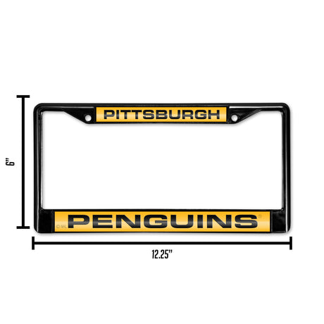 NHL Pittsburgh Penguins Black Chrome Laser Cut License Plate Frame Fan Gear NHL Pittsburgh Penguins