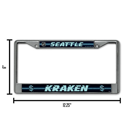 NHL Seattle Kraken Chrome Glitter License Plate Frame Fan Gear NHL Seattle Kraken