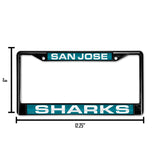 NHL San Jose Sharks Black Chrome Laser Cut License Plate Frame Fan Gear NHL San Jose Sharks