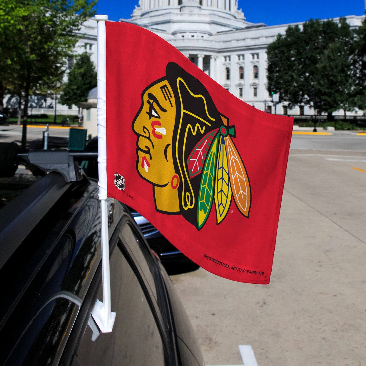 NHL Chicago Blackhawks Car Flag Fan Gear NHL Chicago Blackhawks