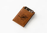 NFL Miami Dolphins Laser Engraved Front Pocket Wallet Fan Gear NFL Miami Dolphins