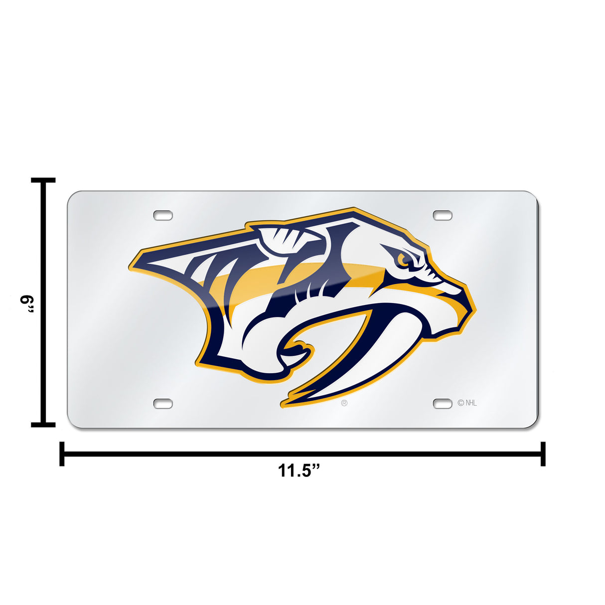 NHL Nashville Predators Silver Laser Cut Automobile Tag Fan Gear NHL Nashville Predators