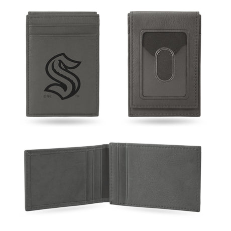 NHL Seattle Kraken Laser Engraved Front Pocket Wallet Fan Gear NHL Seattle Kraken