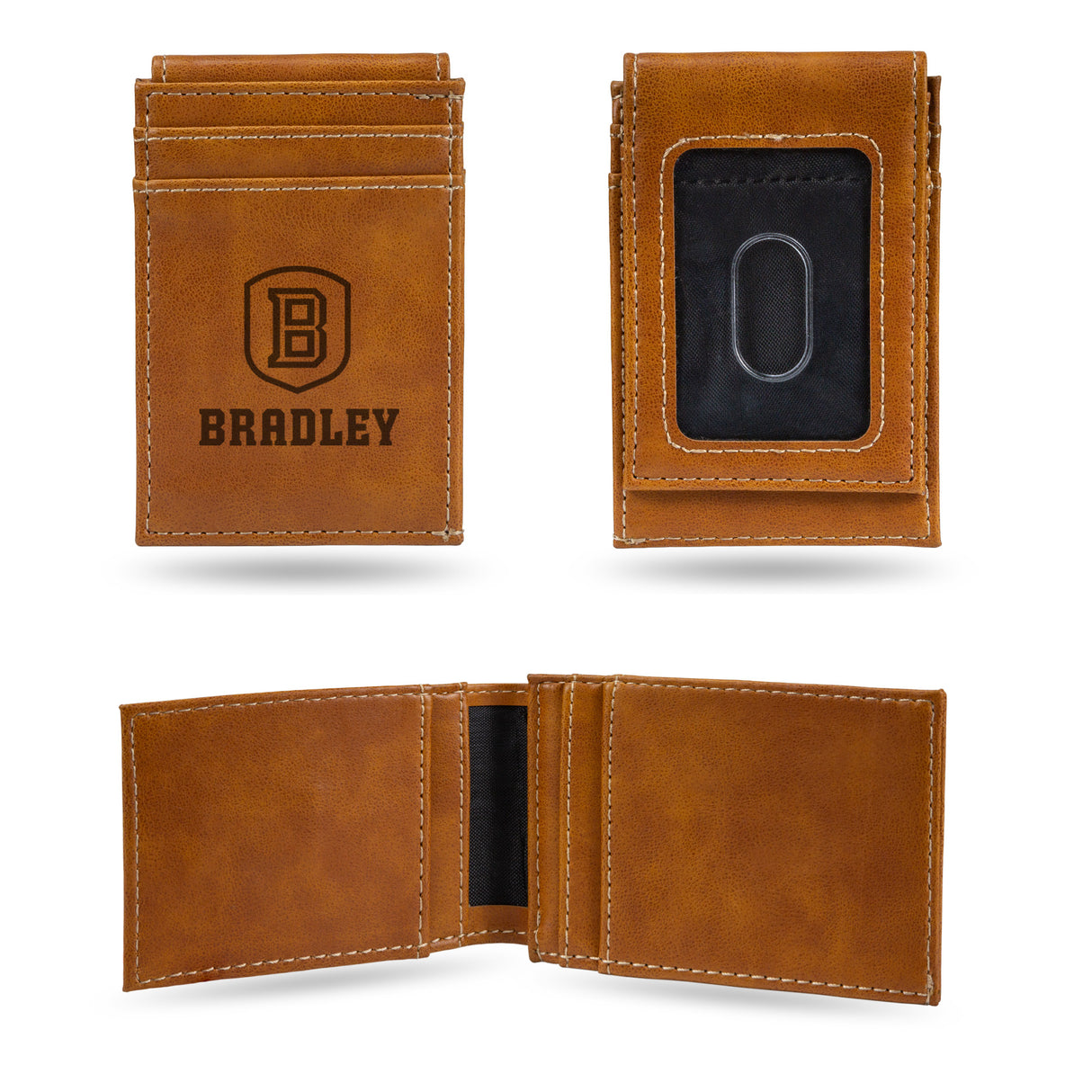 NCAA Bradley Braves Laser Engraved Front Pocket Wallet Fan Gear NCAA Bradley Braves