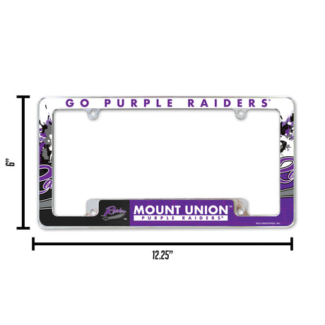 NCAA Mount Union Purple Raiders Chrome License Plate Frame Fan Gear NCAA Mount Union Purple Raiders