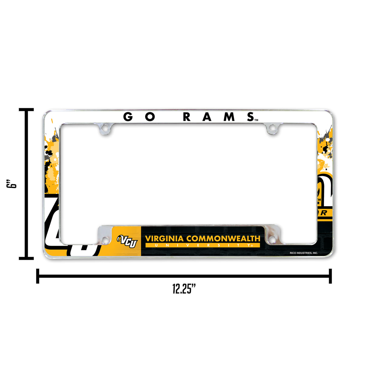 NCAA Virginia Commonwealth Rams Chrome License Plate Frame Fan Gear NCAA Virginia Commonwealth Rams