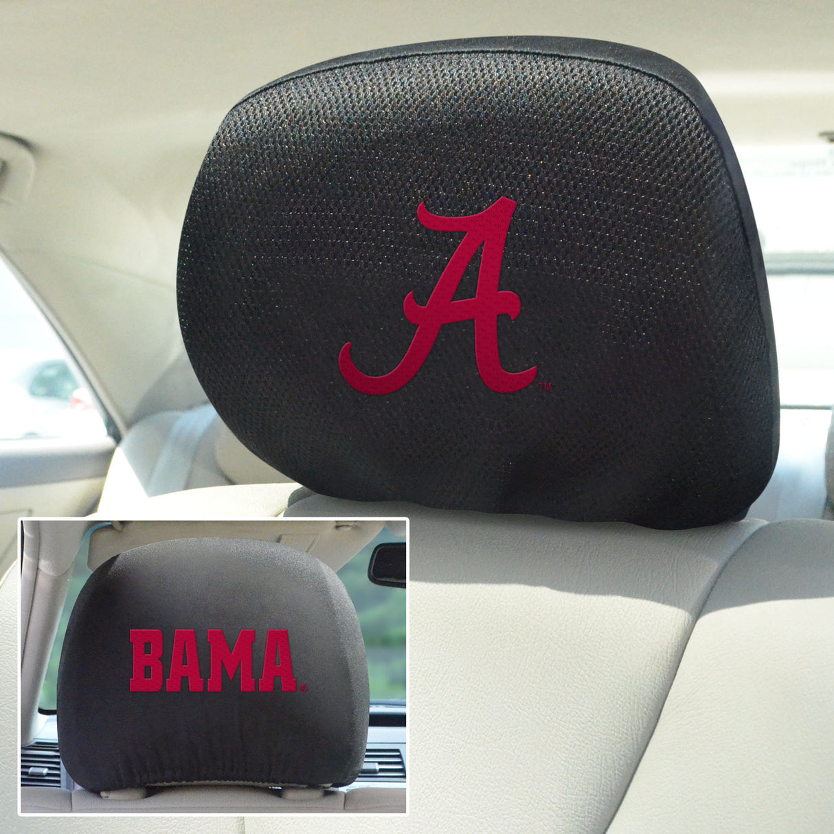 Fanmats Alabama Crimson Tide Embroidered Head Rest Cover Set - 2 Pieces