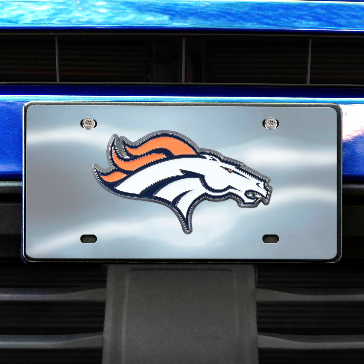 Fanmats Denver Broncos 3D Stainless Steel License Plate Fan Gear NFL Denver Broncos