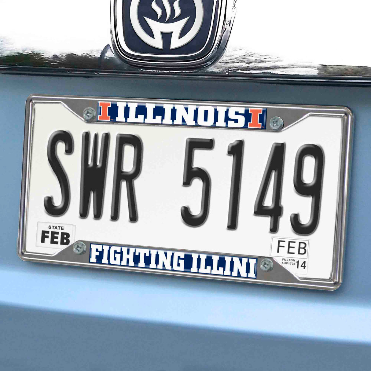 Fanmats Illinois Illini Chrome Metal License Plate Frame, 6.25" x 12.25" Fan Gear NCAA Illinois Fighting Illini