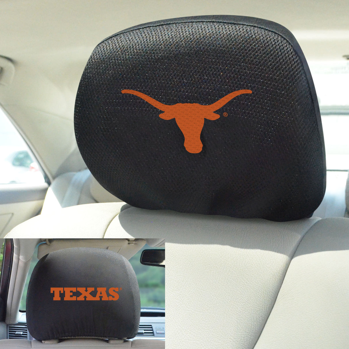 Fanmats Texas Longhorns Embroidered Head Rest Cover Set - 2 Pieces Fan Gear NCAA Texas Longhorns