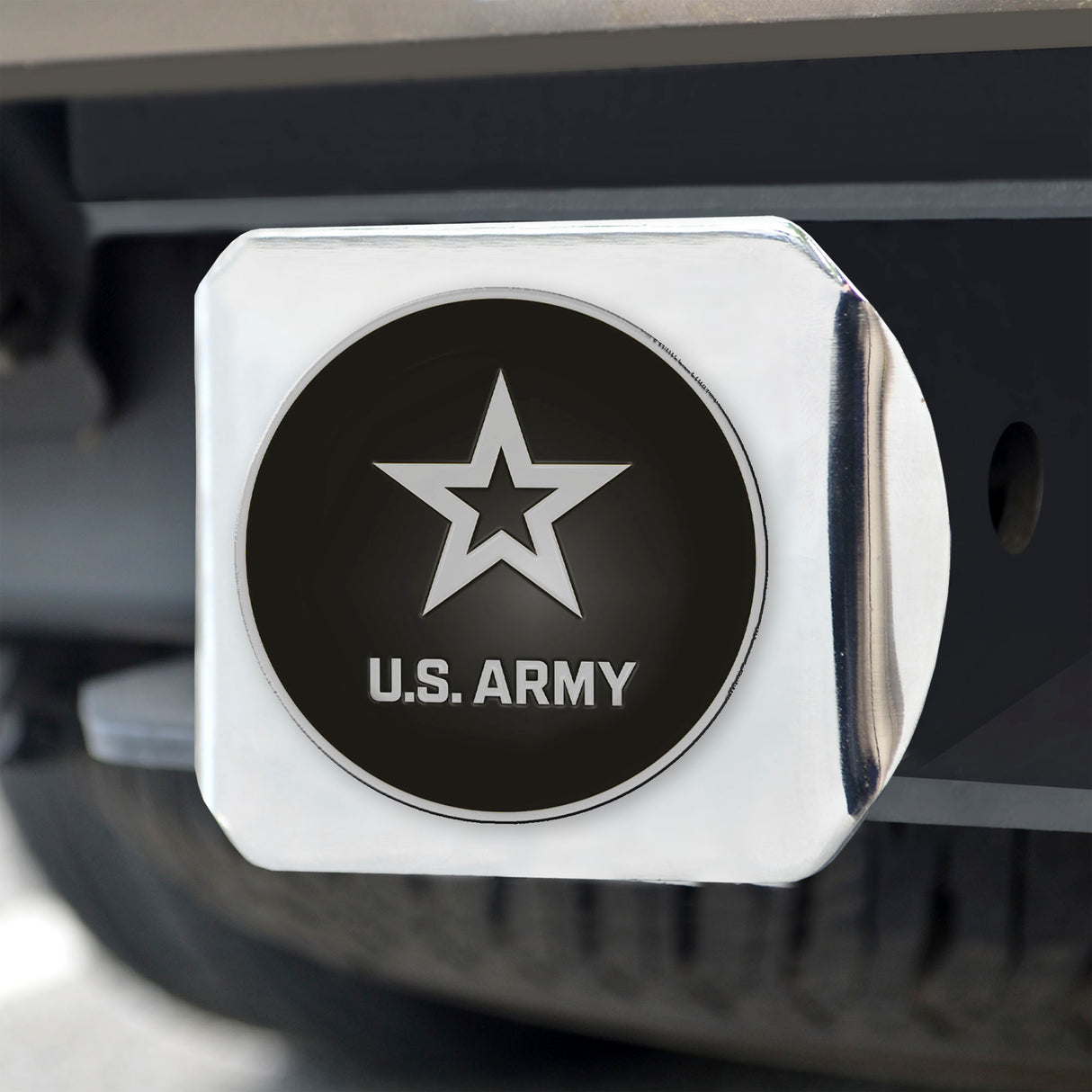 Fanmats U.S. Army Chrome Metal Hitch Cover with Chrome Metal 3D Emblem Fan Gear Military All