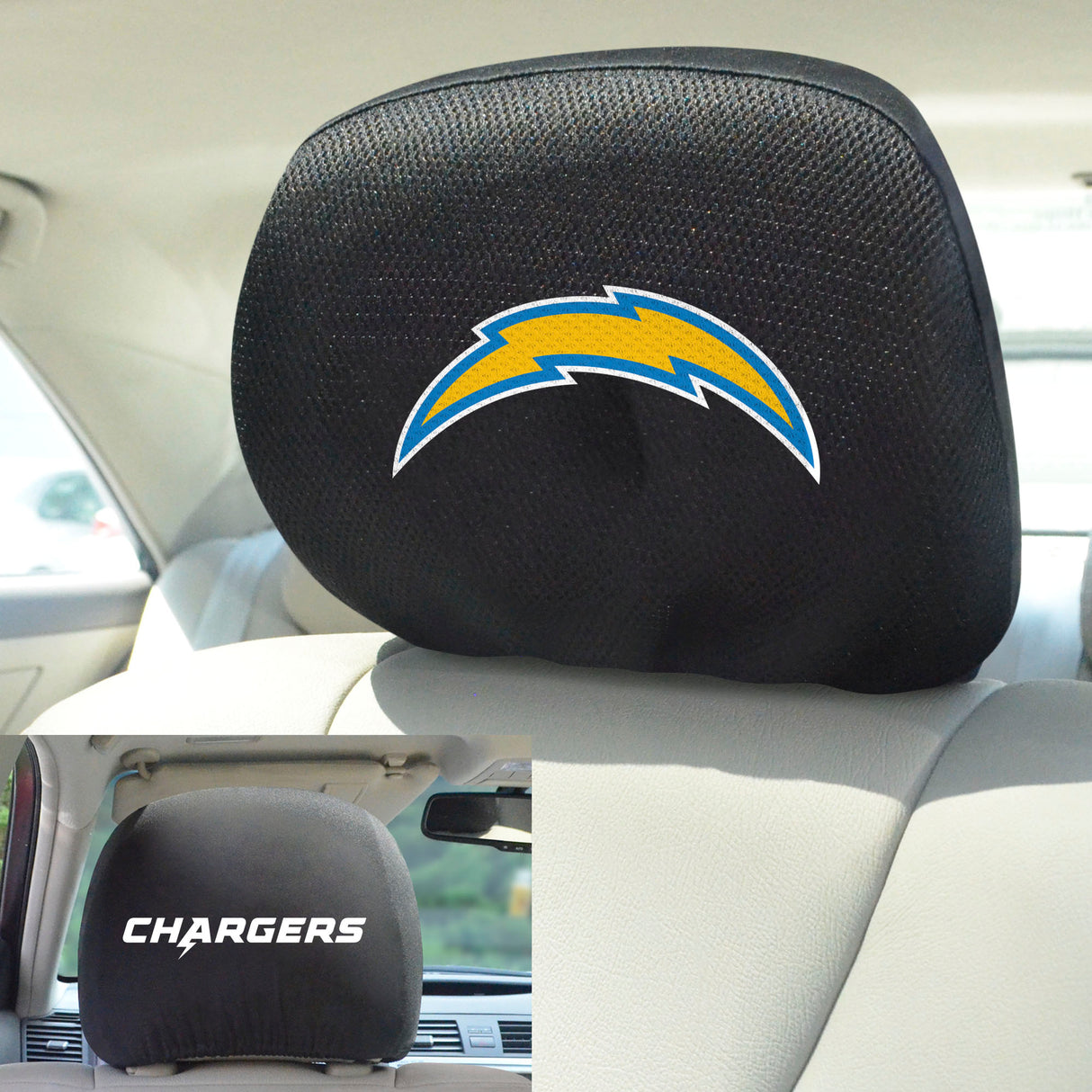 Fanmats Los Angeles Chargers Embroidered Head Rest Cover Set - 2 Pieces Fan Gear NFL Los Angeles Chargers