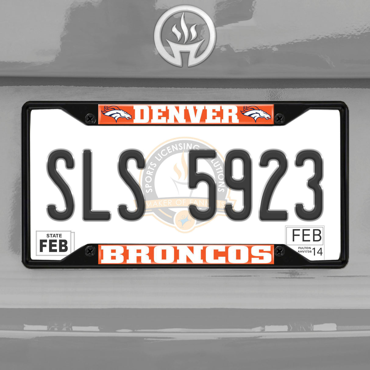 Fanmats Denver Broncos Metal License Plate Frame Black Finish