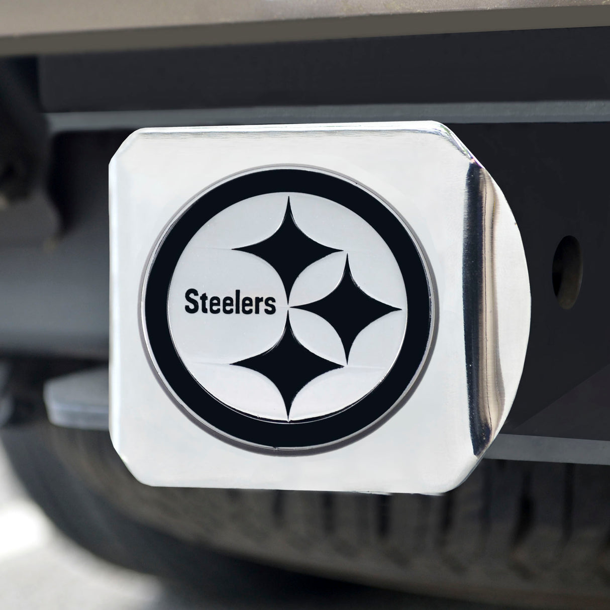 Fanmats Pittsburgh Steelers Chrome Metal Hitch Cover with Chrome Metal 3D Emblem