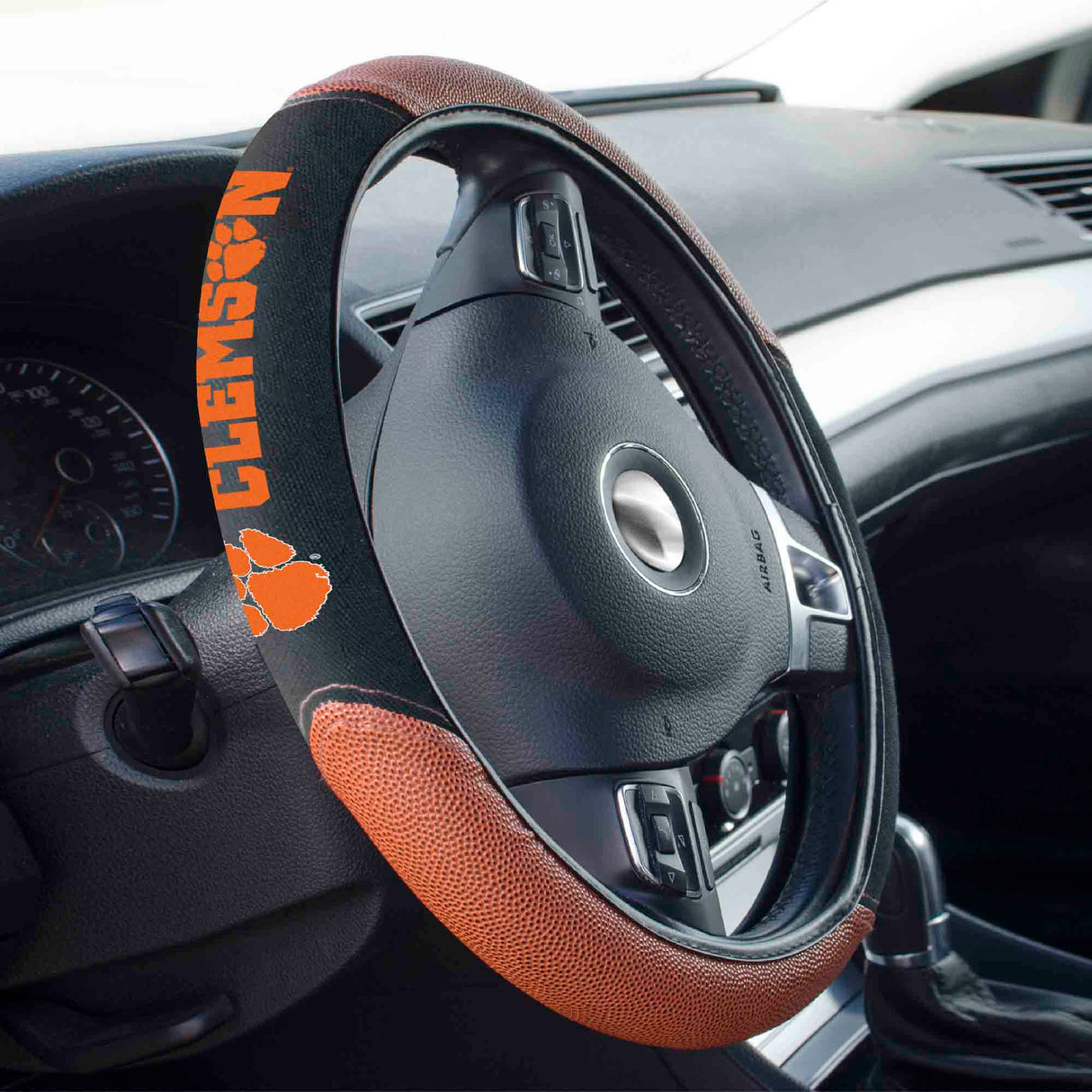 Fanmats Clemson Tigers Football Grip Steering Wheel Cover 15" Diameter