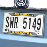 Fanmats Milwaukee Brewers Chrome Metal License Plate Frame, 6.25" x 12.25" Fan Gear MLB Milwaukee Brewers