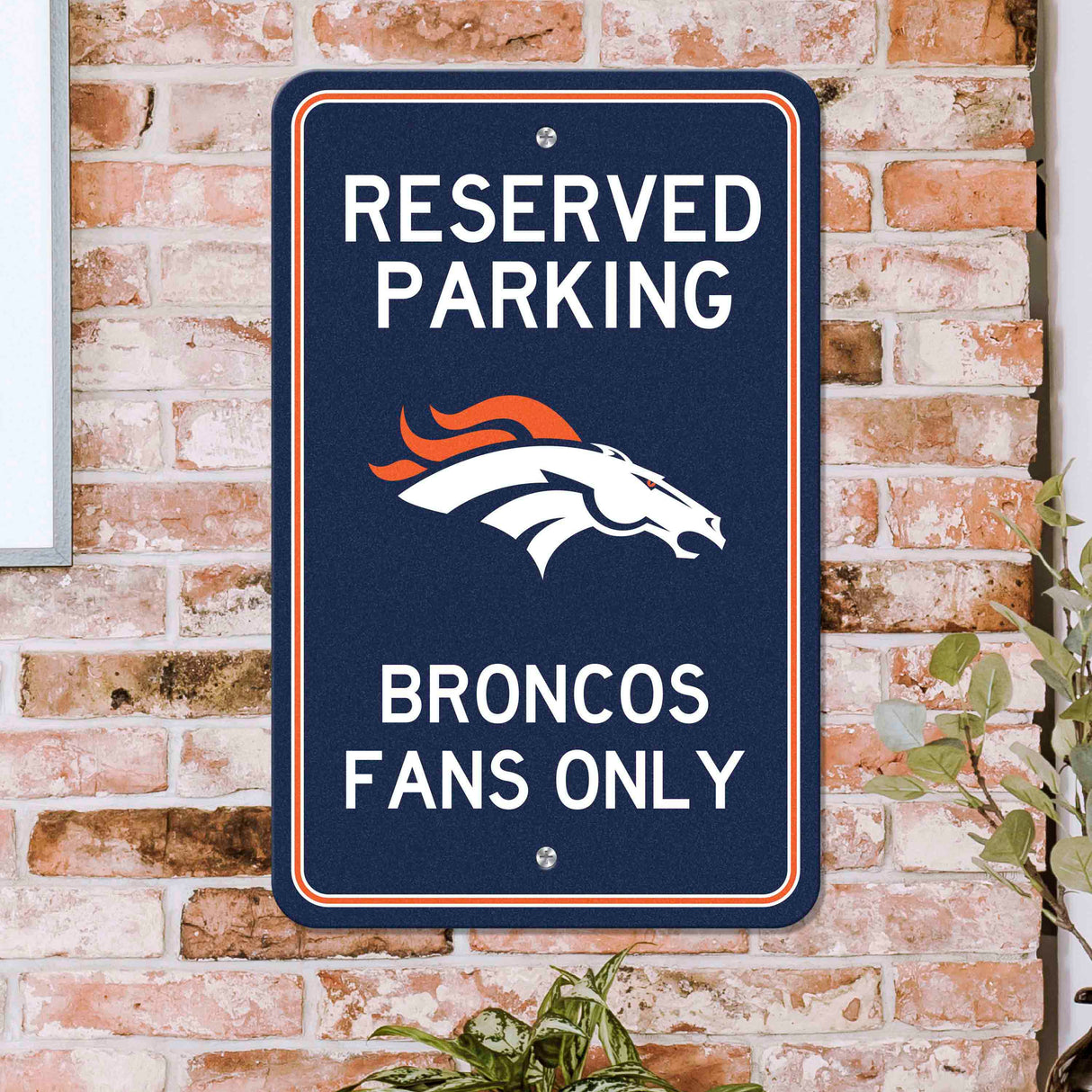 Fanmats Denver Broncos Team Color Reserved Parking Sign Décor 18" X 11.5" Lightweight