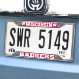 Fanmats Wisconsin Badgers Chrome Metal License Plate Frame, 6.25" x 12.25"