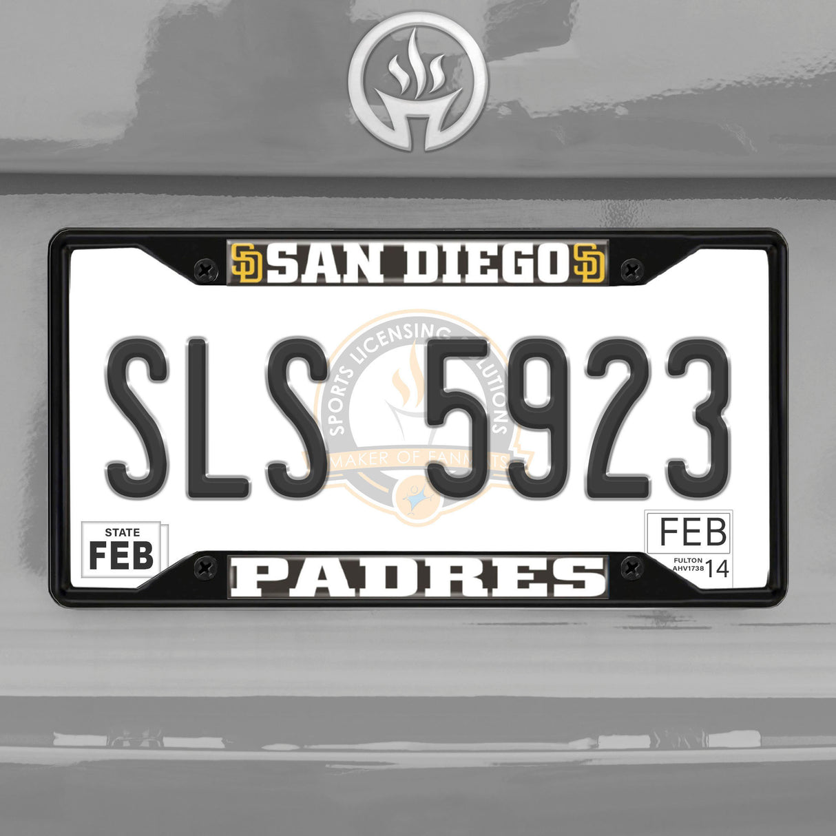 Fanmats San Diego Padres Metal License Plate Frame Black Finish Fan Gear MLB San Diego Padres