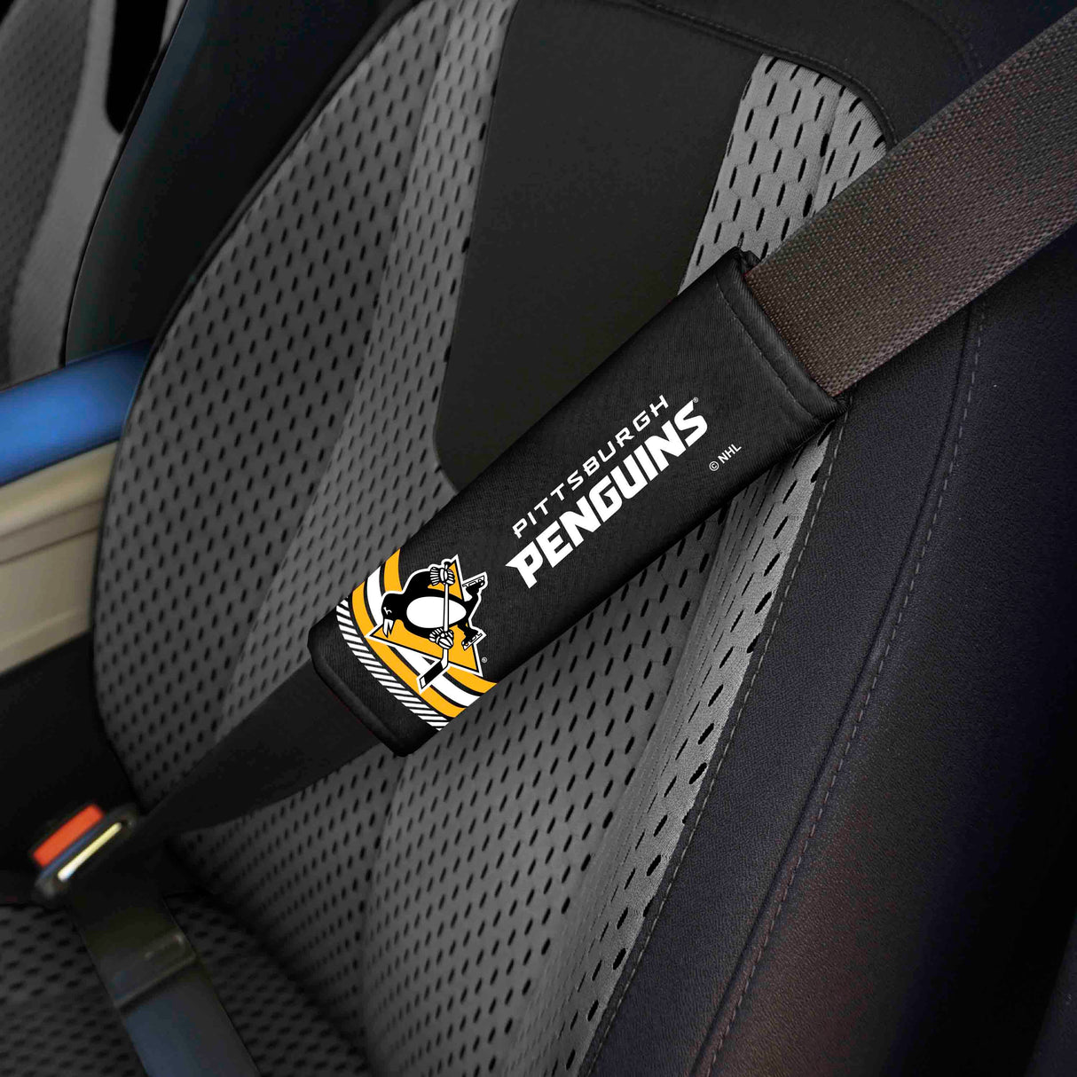 Fanmats Pittsburgh Penguins Team Color Rally Seatbelt Pad - 2 Pieces Fan Gear NHL Pittsburgh Penguins